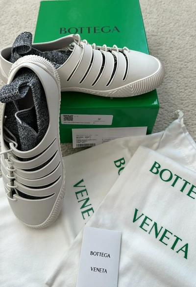 Pre-owned Bottega Veneta Tech Knit Rubber Climbing Sneaker Shoe Size 37 Men In White