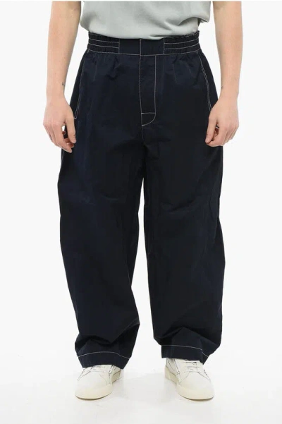 Bottega Veneta Tech Nylon Baggy Pants With Visible Stitchings In 4121-navy