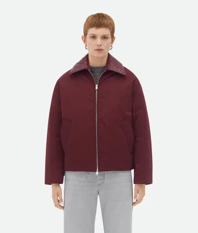 Bottega Veneta Intrecciato Leather-trimmed Shell Down Jacket In Red