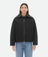 Bottega Veneta Intrecciato Leather-trimmed Shell Down Jacket In Black