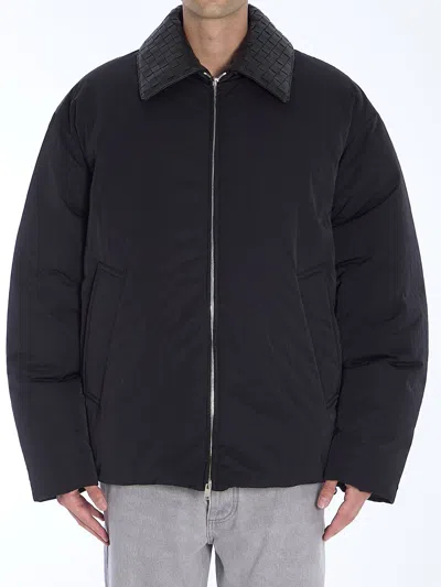 Bottega Veneta Nylon Tech Bomber In Black