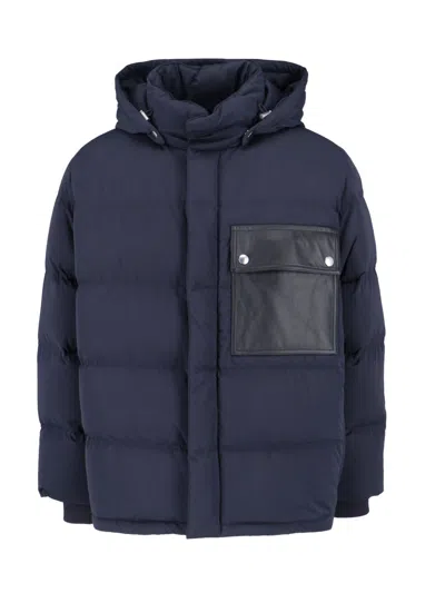 Bottega Veneta Technical Cotton Down Jacket In Blue
