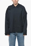 Bottega Veneta Technical Cotton Jacket With Removable Hood In Blue