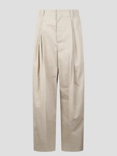 Bottega Veneta Technical Cotton Silk Trousers In Light Brown