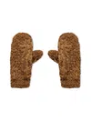 Bottega Veneta Teddy Shearling And Leather Logo Gloves In Brown