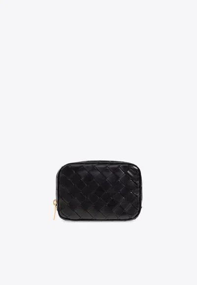 Bottega Veneta Teen Intrecciato Zipped Pouch In Black