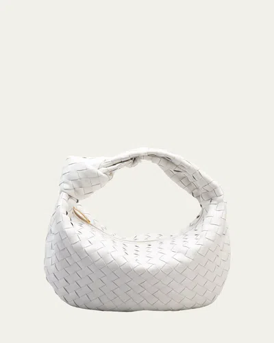 Bottega Veneta Jodie Teen Knotted Intrecciato Leather Tote In White