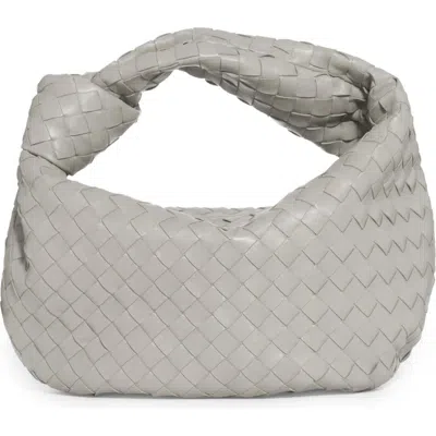 Bottega Veneta Gray Teen Jodie Shoulder Bag In 1556 Agate Grey Gold