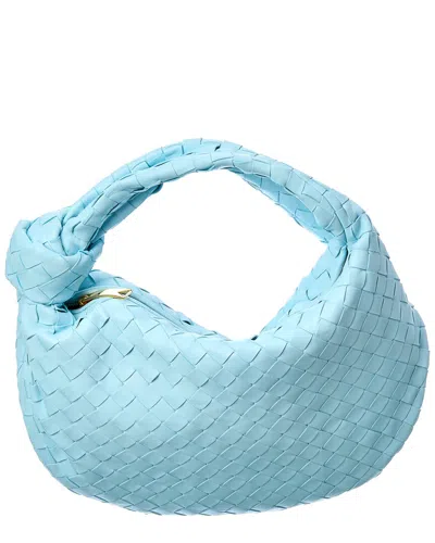 Bottega Veneta Blue Teen Jodie Leather Shoulder Bag In Light Blue