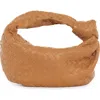 Bottega Veneta Teen Jodie Knitted Shoulder Bag In Caramel Gold