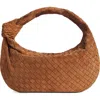 Bottega Veneta Teen Jodie Intrecciato Suede Hobo In Gold