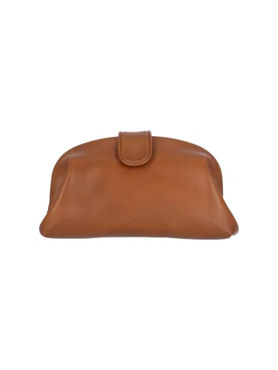 Bottega Veneta "teen Lauren 1980" Logo Clutch In Brown