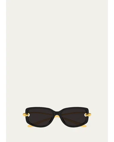 BOTTEGA VENETA TEMPLE KNOT RECTANGULAR SUNGLASSES