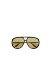 Bottega Veneta Temple Logo Detail Sunglasses In Black