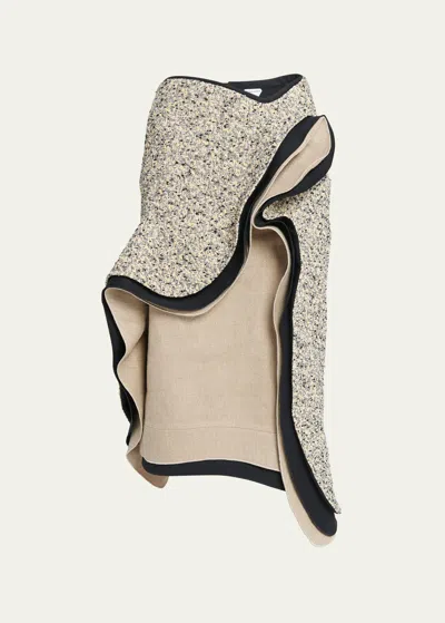 Bottega Veneta Terrazo Ruffle Asymmetric Midi Skirt In Multiyello