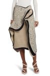 Bottega Veneta Layered Cotton-blend Midi Skirt In Yellow/ Chalk/ Black
