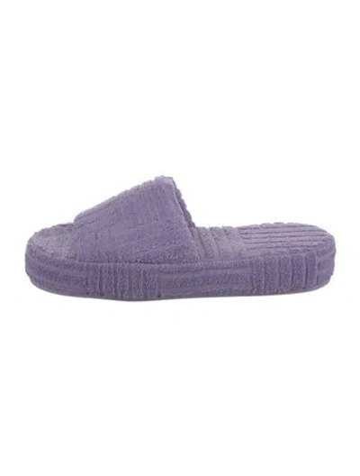 Pre-owned Bottega Veneta Terry Cloth Slides In Purple