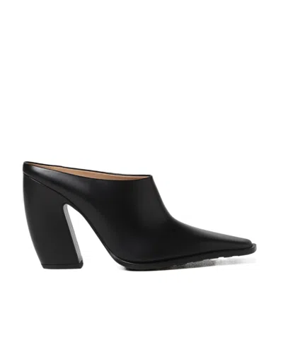 Bottega Veneta Leather Tex Mules With Covered Heel 10cm In Black