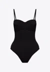 Bottega Veneta Textured Nylon Bustier Bodysuit In Black