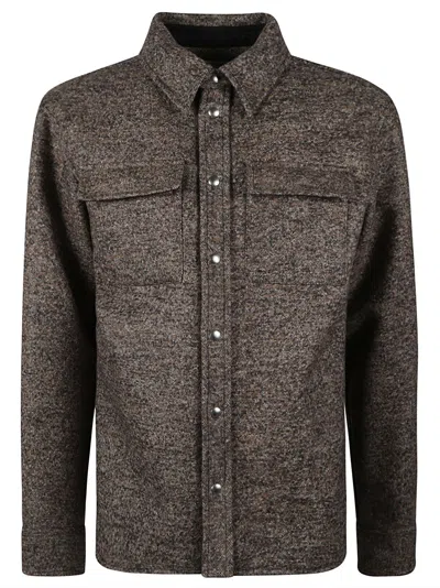 Bottega Veneta Textured Button-up Wool Jacket In Brown