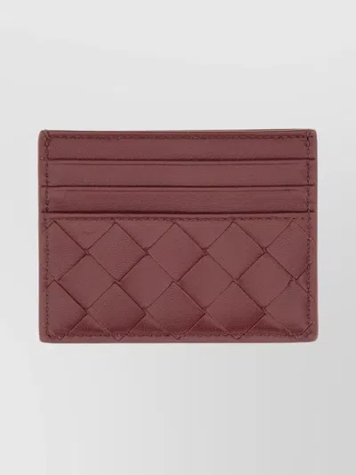 Bottega Veneta Textured Card Holder Quilted Design In Brown
