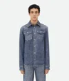 Bottega Veneta Textured Denim Viscose Shirt In Blue