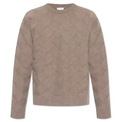 Bottega Veneta 3d Intreccio Crewneck Wool Sweater In Riverbed