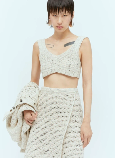 Bottega Veneta Textured Knit Crop Top In Beige