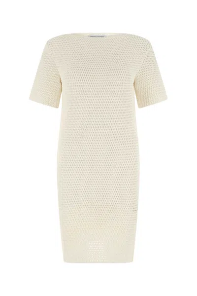 Bottega Veneta Crochet Knit Dress In Neutral