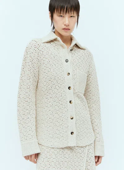 Bottega Veneta Textured Knit Shirt In Cream