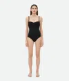 Bottega Veneta Textured Nylon Bustier Bodysuit In Black