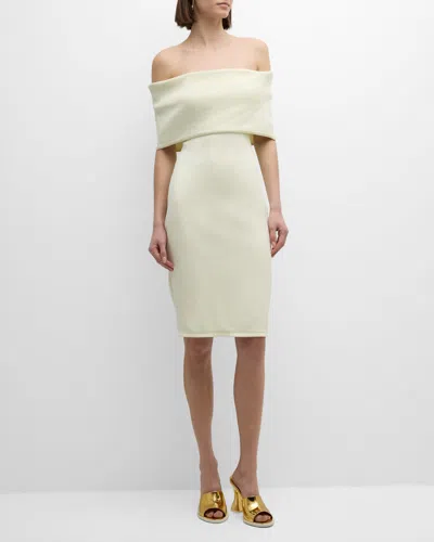 Bottega Veneta Womens Pastry Off-shoulder Stretch-woven Midi Dress