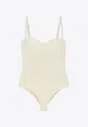 Bottega Veneta Textured Sleeveless Bustier Bodysuit In Neutral