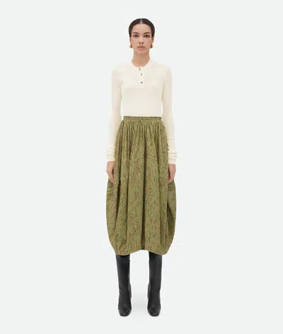 Bottega Veneta Bottega  Veneta Textured Viscose Stripe Balloon Skirt In Green