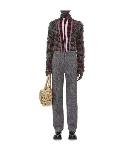 Bottega Veneta Textured Wool Casual Pants In Black