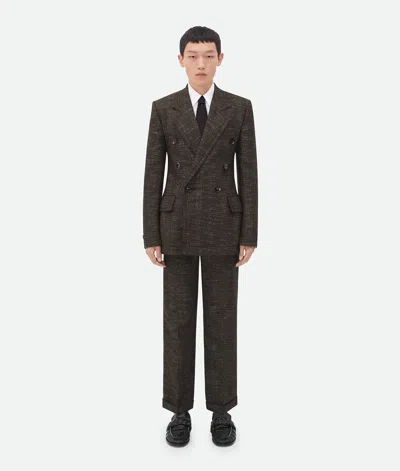 Bottega Veneta Textured Wool Speckled Fitted Jacket In Brown