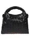 Bottega Veneta Large Leather Hop Shoulder Bag In Black