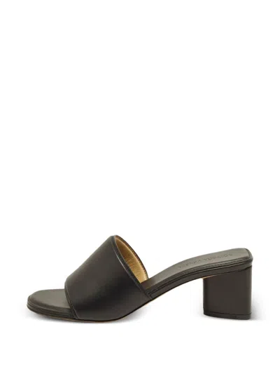 Pre-owned Bottega Veneta The Band Block-heel Sandals In Black