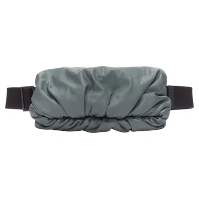 Pre-owned Bottega Veneta The Body Pouch Grey Smooth Leather Black Sport Strap Waist Bag In Gray