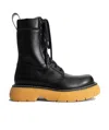 Bottega Veneta 35mm Bounce Brushed Leather Combat Boots In Black