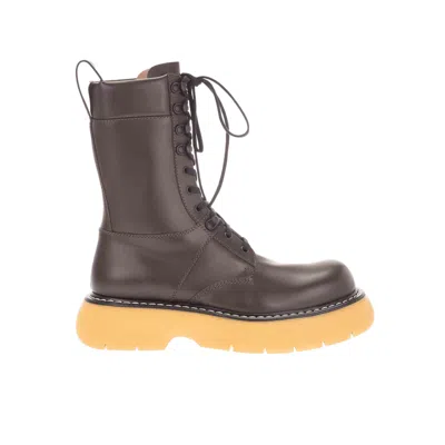 Pre-owned Bottega Veneta The Bounce Leather Boots In Brown