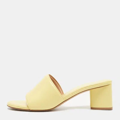 Pre-owned Bottega Veneta The Brand Size 41 Yellow Leather Slide Sandals
