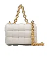 Bottega Veneta Chain Cassette Padded Intrecciato Crossbody Bag In White