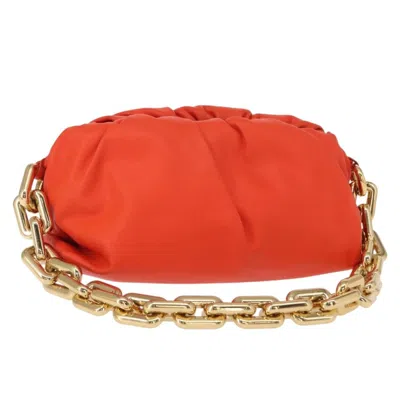 Pre-owned Bottega Veneta The Chain Pouch Leather Orange Leather Clutche & Pouche Bag ()