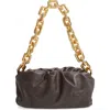 Bottega Veneta The Chain Pouch Leather Shoulder Bag In 2132 Fondente-gold