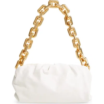 Bottega Veneta The Chain Pouch Leather Shoulder Bag In Chalk/gold