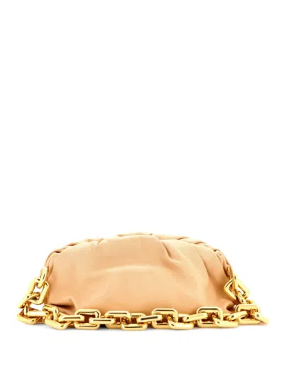 Pre-owned Bottega Veneta The Chain Pouch Leather Shoulder Bag In Neutral