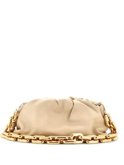 Pre-owned Bottega Veneta The Chain Pouch Leather Shoulder Bag In Neutral