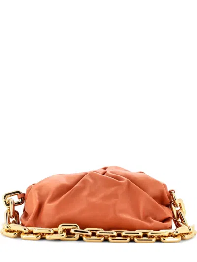 Pre-owned Bottega Veneta The Chain Pouch Leather Shoulder Bag In Orange