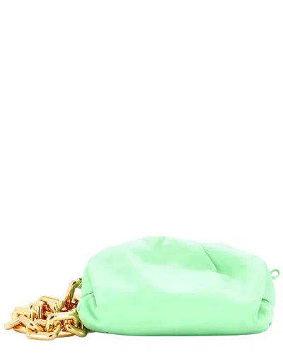 Bottega Veneta The Chain Pouch Leather Teen (authentic Pre-loved) In Green